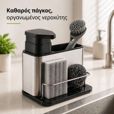 Organizer Νεροχύτη 3 σε 1 με Θήκες & Dispenser Σαπουνιού
