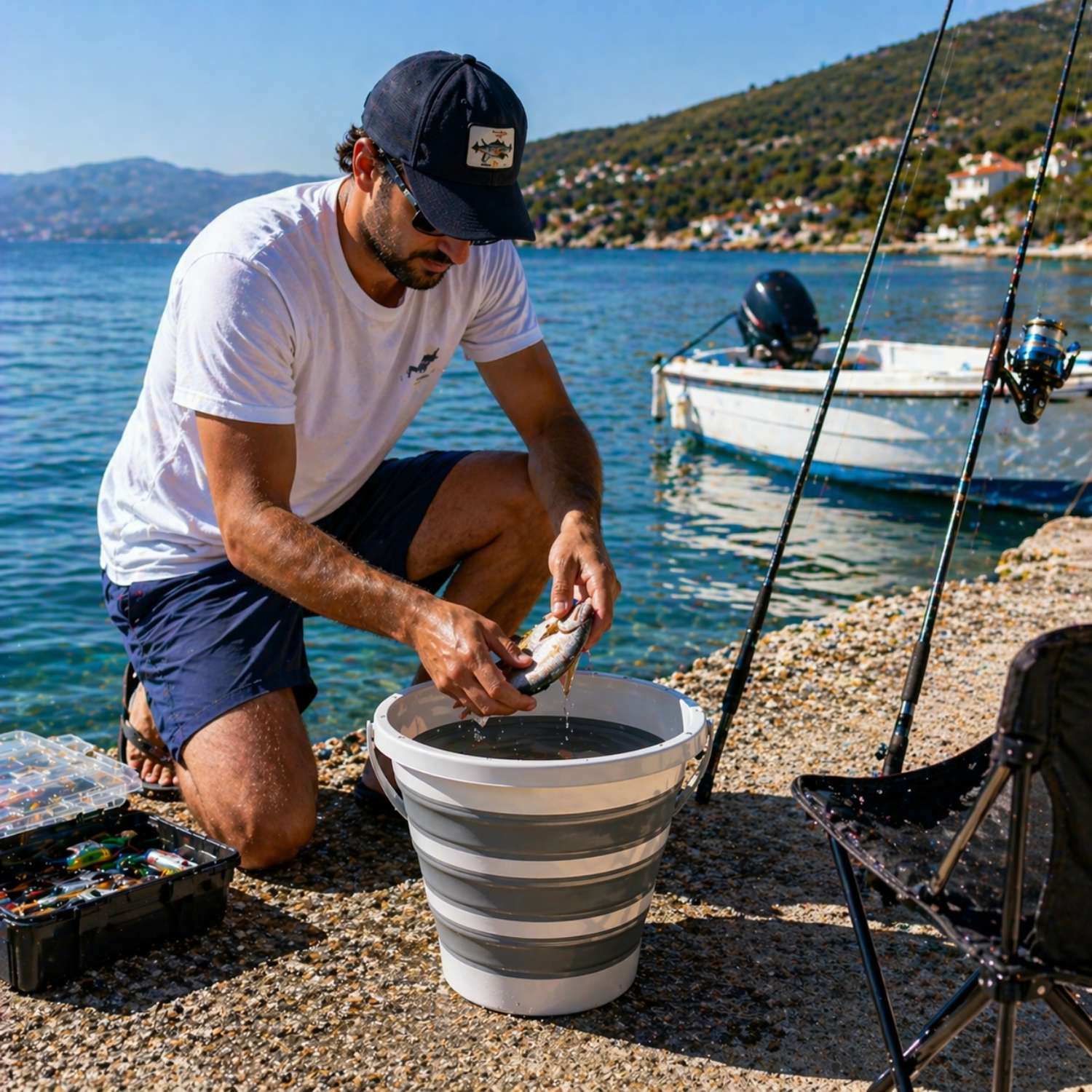 Πτυσσόμενος Κουβάς 12.8lt για το Σπίτι, το Εξοχικό, το Camping, το Ψάρεμα, το Αυτοκίνητο